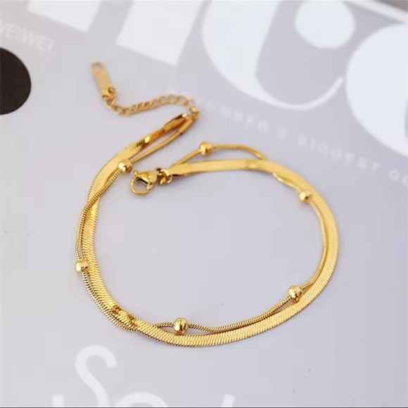 18K Gold Double-Layer Anklets - Picture 5 of 6